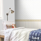 Papel De Parede Lavável Listras Douradas Coroadas 18m