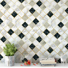 Papel De Parede Lavável Mármore Pedra Preta E Branca Azulejo