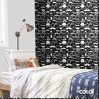 Papel De Parede Lavável Moustache Preto E Branco 15m