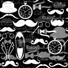 Papel De Parede Lavável Moustache Preto E Branco 3m