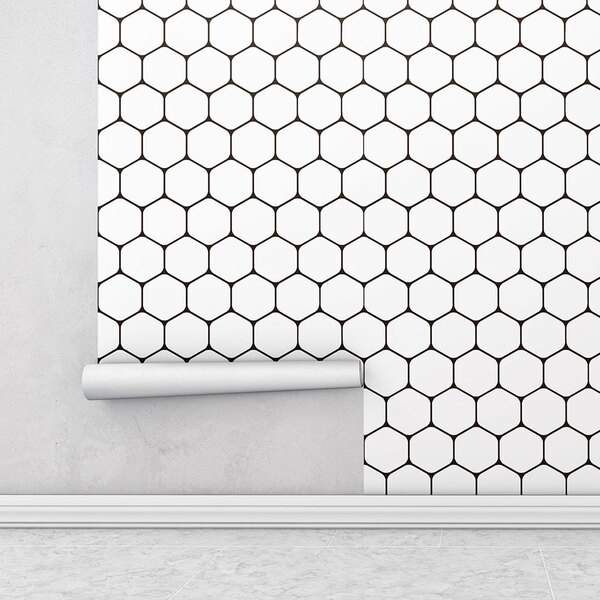 Papel De Parede Lavável Para Sala Quartos Hexágono Geométrico