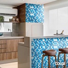 Papel De Parede Lavável Pastilhas Azuis E Brancas 15m