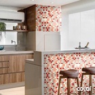 Papel De Parede Lavável Pastilhas Rosê Bordô E Cinza 6m