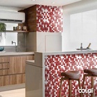 Papel De Parede Lavável Pastilhas Tons De Vermelho 6m