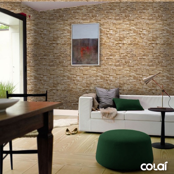 Papel De Parede Lavável Pedra Goiás Irregular Rosê 6m