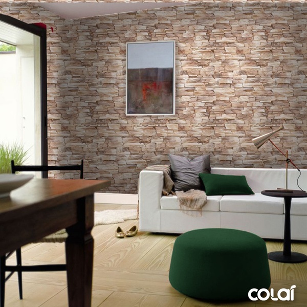 Papel De Parede Lavável Pedra Rosê 3d Retangular 12m