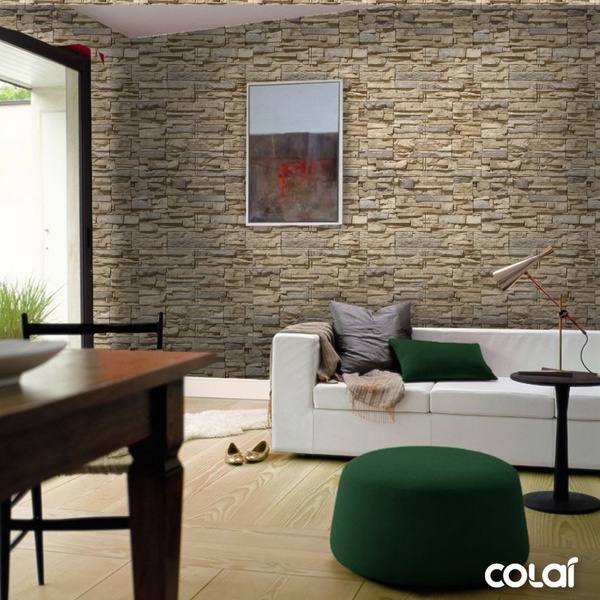 Papel De Parede Lavável Pedra Rosê Irregular 3d 12m