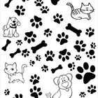 Papel De Parede Lavável Pegadas E Ossos Gatos E Cães 18m