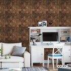 Papel De Parede Lavável Quadrados De Carvalho Claro 3m