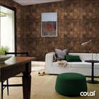 Papel De Parede Lavável Quadrados De Carvalho Claro 9m