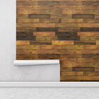 Papel De Parede Lavável Tacos De Madeira Tons De Marrom Para