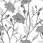 Papel De Parede Lavável Torênia Em Preto E Branco 6m