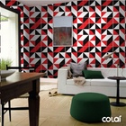 Papel De Parede Lavável Triângulos Carmim E Preto 9m