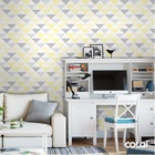 Papel De Parede Lavável Triângulos Cinzas E Amarelos 12m