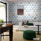 Papel De Parede Lavável Triângulos Cinzas Listrados 9m