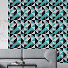 Papel De Parede Lavável Triângulos Pretos E Verdes 6m