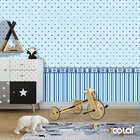 Papel De Parede Lavável Ursinho Coroado Azul Bebê 9m