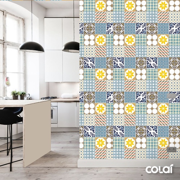 Papel De Parede Lavável Vidrado Português Colorido 18m