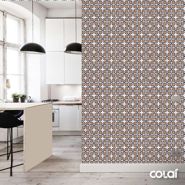 Papel De Parede Lavável Vidrado Português De Flores 9m