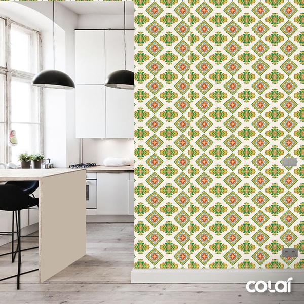 Papel De Parede Lavável Vidrado Português Vintage 18m