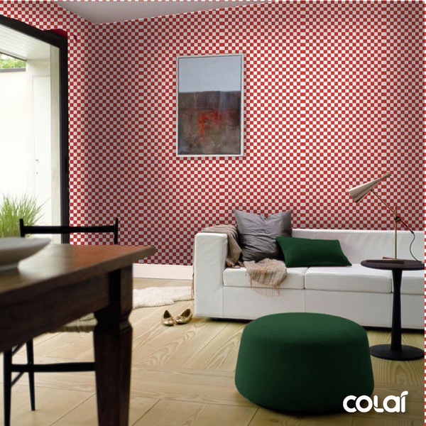 Papel De Parede Lavável Xadrez Branco E Vermelho 9m
