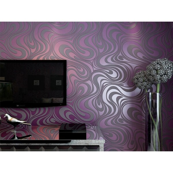 Papel De Parede - Lindo Desenho Roxo Com Detalhes Cinza - Rol