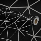 Papel De Parede Linhas Geométricas Preto Prata Adesivo 3m