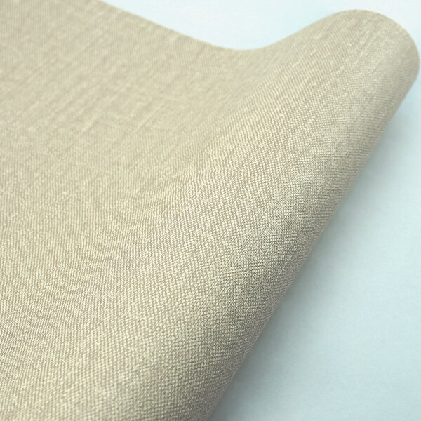 Papel De Parede Liso Bege Com Textura Linho 4m²