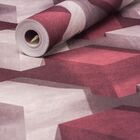 Papel De Parede Liso Cubos Vinho E Marrom Claro 3d - 370603