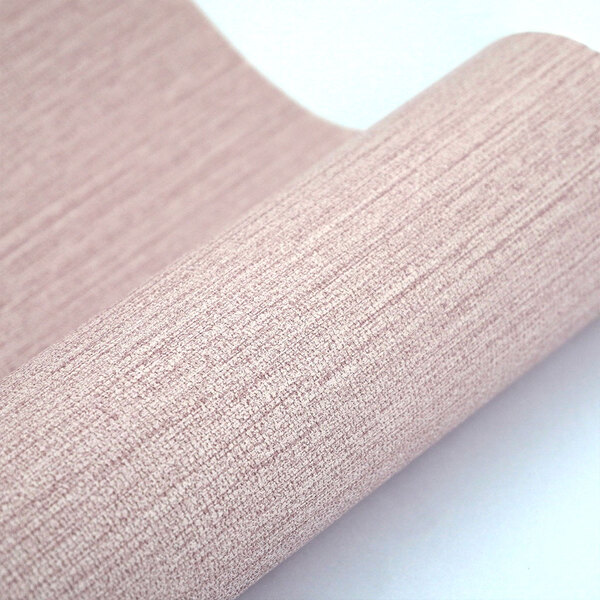 Papel De Parede Liso Rosa Com Textura em Linho 4m²