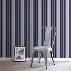 Papel De Parede Listrado Azul, Branco E Vermelho Quarto 4m²