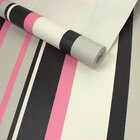 Papel De Parede Listrado Rosa E Cinza