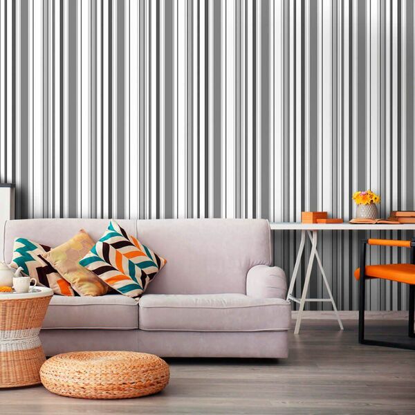 Papel De Parede Listras Thin Gray - 0 50 X 3 00 Metros