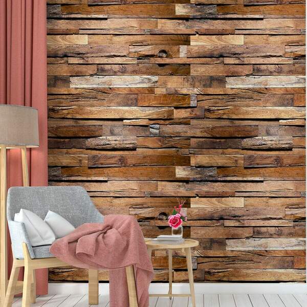 Papel De Parede Madeira Modelo 56-60x300cm