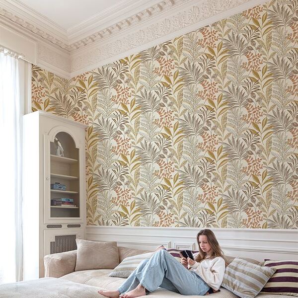 Papel De Parede Maison Folhagem Colorido Mn3108