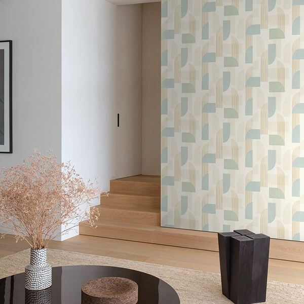 Papel De Parede Maison Geométrico Verde Mn3309