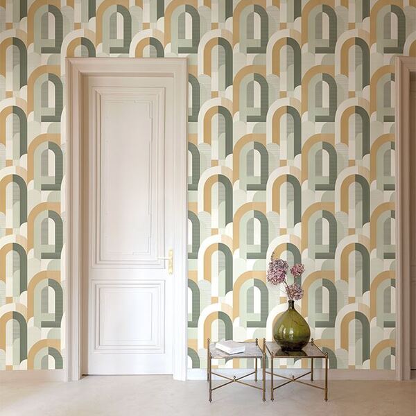 Papel De Parede Maison Geométrico Verde Mn3609