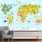 Papel De Parede Mapa Mundi Infantil Animais Sala Painel - 479