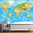 Papel De Parede Mapa Mundi Relevo Planeta Sala Painel - 475pcp