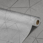 Papel De Parede Marmorzado Geométrico Cinza Prateado 18m