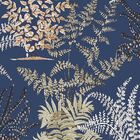 Papel De Parede Muse Folhagem Azul E Branco A57103