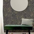 Papel De Parede Muse Folhagem Preto E Prata A51403