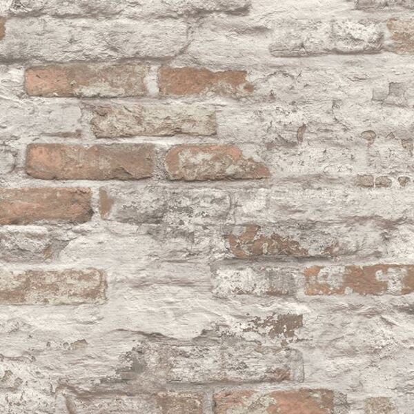 Papel De Parede Muse Tijolo Marrom E Cinza A58101