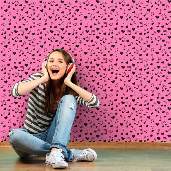Papel De Parede Musica Pink - 0 50 X 2 50 Metros