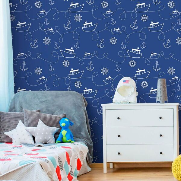 Papel De Parede Navio Navy - 0 50 X 3 00 Metros