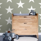 Papel De Parede Nonwoven Bege Escuro Estampa de Estrelas 4m²