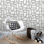 Papel De Parede Nonwoven Branco E Cinza Quarto Infantil 4m²