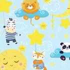 Papel De Parede Nuvens E Animais 2,70x0,57m