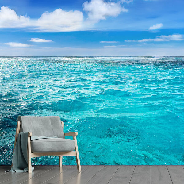 Papel De Parede Oceano Paisagem Mar Natureza Sala Adesivo - 1