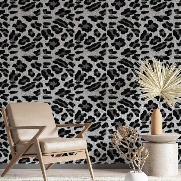 Papel De Parede Onça Preto E Branco-60x300cm